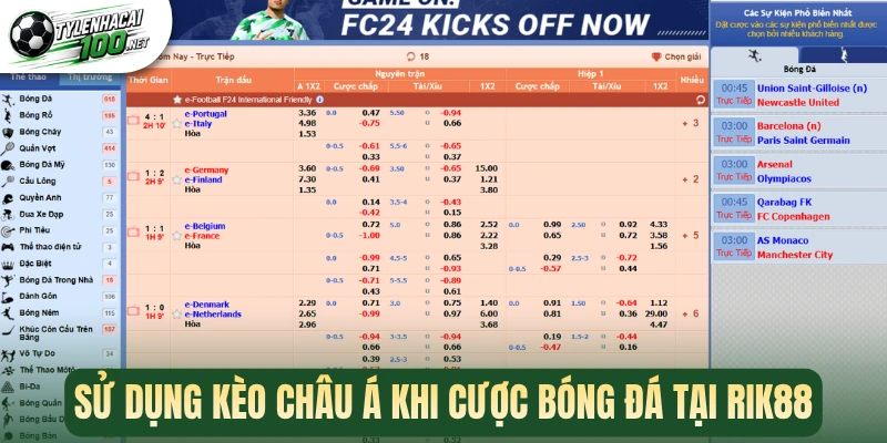 Rik88 - Top 1 Nhà Cái Uy Tín, Update Kèo Bóng Đá Chất Lượng 3 Sử dụng kèo châu Á khi cược bóng đá tại Rik88
